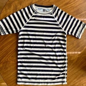 Tea Collection Short Sleeve Navy Striped Rashguard Size 12
